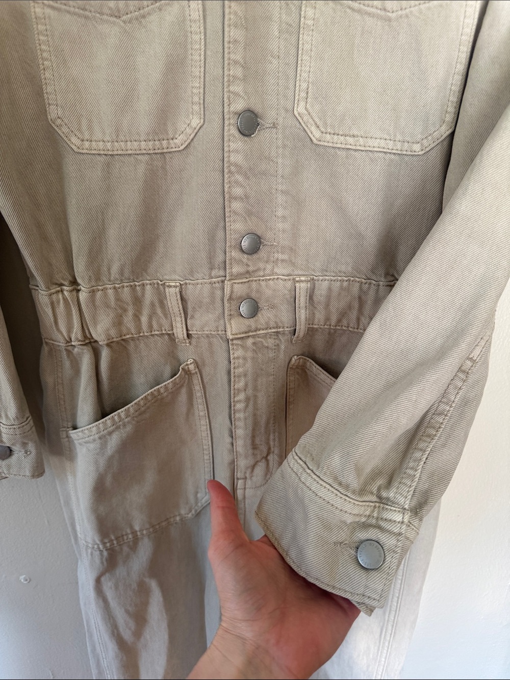 NWT Women's Utility Jumpsuit in Light Beige 4 - Picture 3 of 5